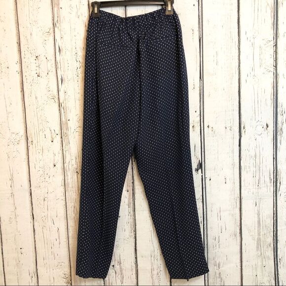 J.Crew Easy Pant Navy Ivory Foulard Print elastic waist 8 Tall preppy office - Picture 5 of 8